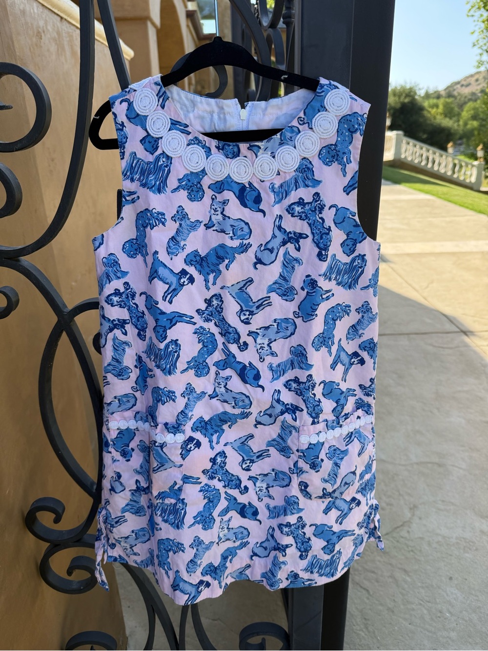 Pink Sleeveless Tunic with Blue Dog Print